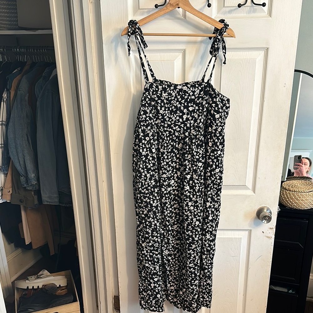 Old Navy Black and White Jumpsuit with Adjustable Straps